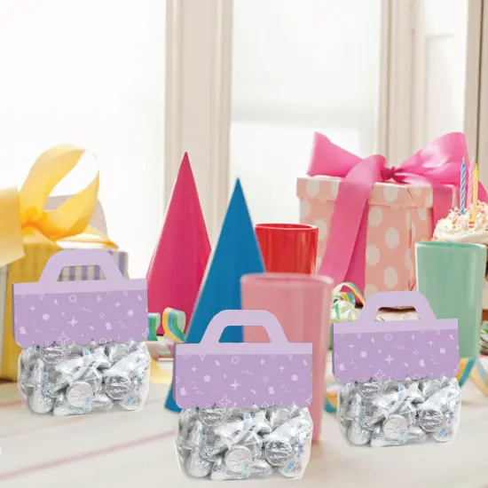 Big Dot of Happiness Purple Confetti Stars - DIY Simple Party Clear Goodie Favor Bag Labels - Candy Bags with Toppers - Set of 24 {7}