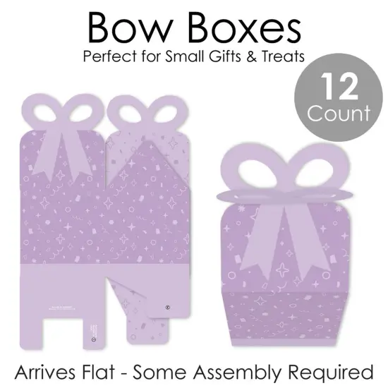 Big Dot of Happiness Purple Confetti Stars - Square Favor Gift Boxes - Simple Party Bow Boxes - Set of 12 {7}