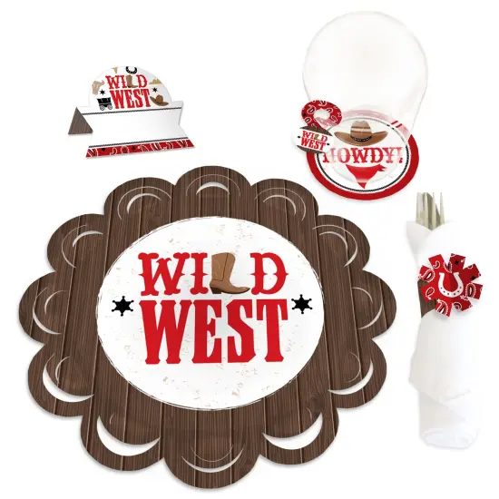 Big Dot of Happiness Western Hoedown - Wild West Cowboy Party Paper Charger & Table Decorations Chargerific Kit for 8 {1}
