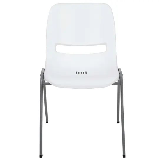 Emma and Oliver Ergonomic Shell Student Stack Chair - Classroom Chair / Office Guest Chair White {5}