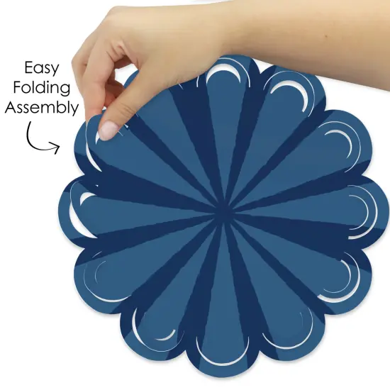 Big Dot of Happiness Navy Stripes - Simple Party Round Table Decorations - Paper Chargers - Place Setting For 12 {6}