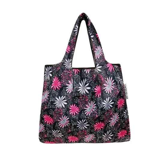 Wrapables Foldable Tote Nylon Reusable Grocery Bag (Set of 2) Pink in Bloom {2}