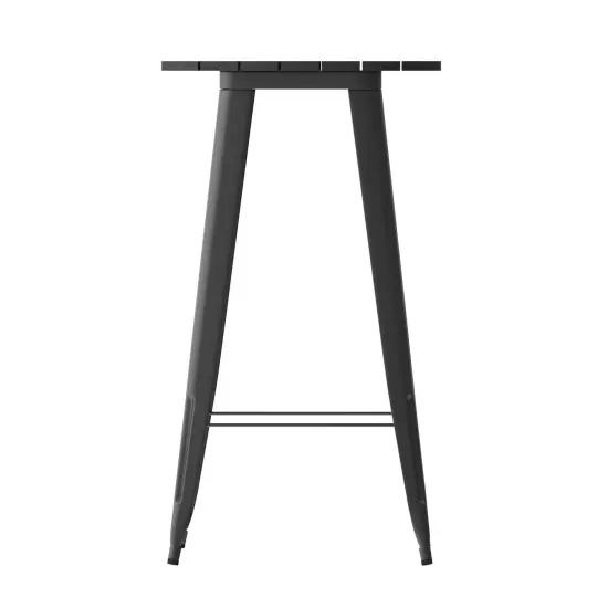 Merrick Lane Dryden Indoor/Outdoor Bar Top Table, 23.75" Round All Weather Poly Resin Top with Steel base Black {4}