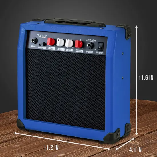 LyxPro Electric Guitar Amp, 20w Portable Mini Amplifier Blue {4}