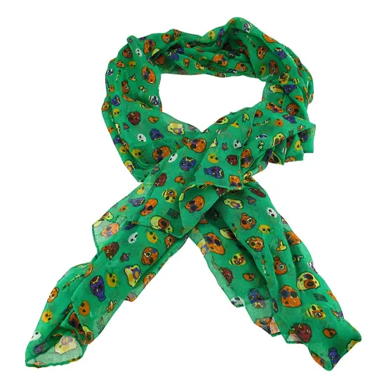 Lightweight Gauze Adorable Skulls and Hearts Fashion Scarf {1}