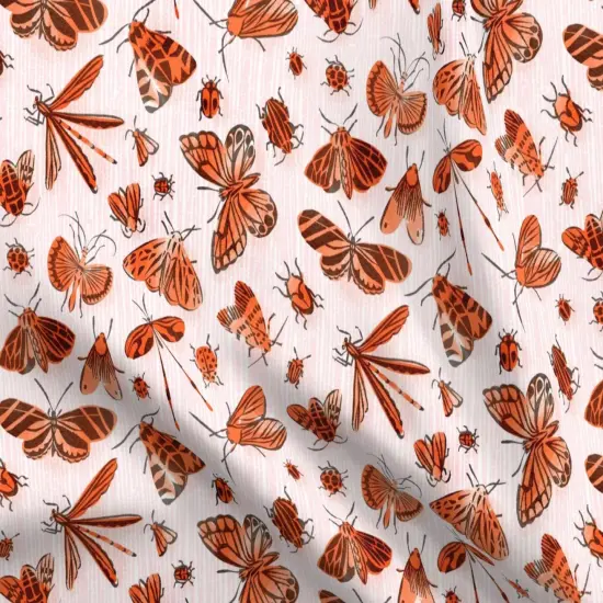 Various Fabrics by the Yard or Fat Quarter Orange Bugs Retro Vintage Large Scale Fifties Style On Pink Butterfly Beetle Custom Printed Fabric by Spoonflower {5}