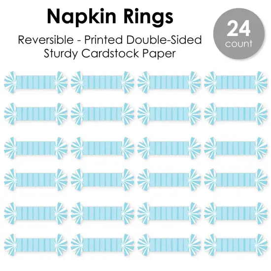 Big Dot of Happiness Blue Stripes - Simple Party Paper Napkin Holder - Napkin Rings - Set of 24 {7}