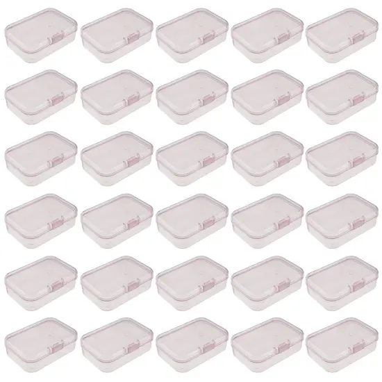 30 Pieces Mini Rectangular Plastic Boxes Empty Storage Organizer Containers with Hinged Lids for Small Items and Other Craft Projects (Pink, 2.6 x 1.8 x 0.8 inch) {2}