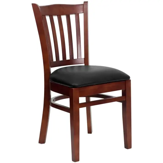 Emma and Oliver Vertical Slat Back Wooden Restaurant Dining Chair Mahogany/Mahogany {6}