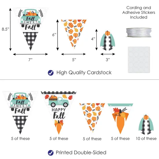 Big Dot of Happiness Happy Fall Truck - DIY Harvest Pumpkin Party Pennant Garland Decoration - Triangle Banner - 30 Pieces {4}