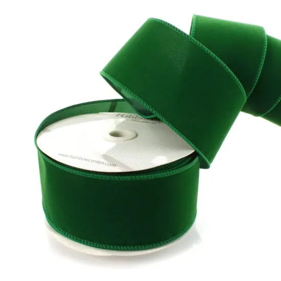 2.5" Wired Suede Velvet Ribbon Emerald Green {1}