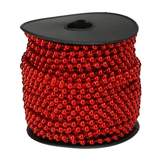 Northlight Metallic Beaded Commercial Christmas Garland - 66' x .15" - Red - Unlit {3}