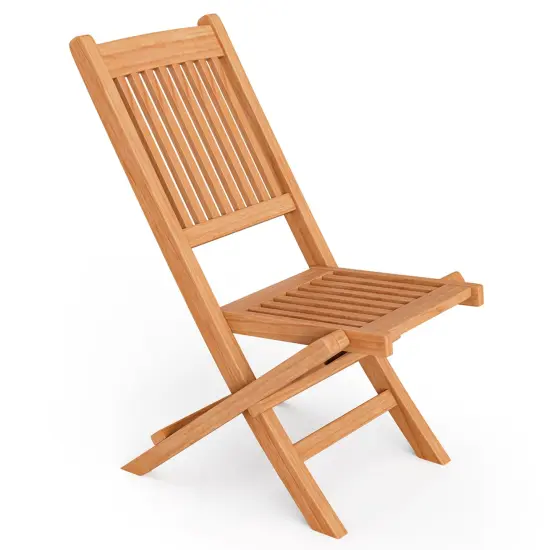 Costway Patio Folding Chair Indonesia Teak Wood Slatted Seat Natural Portable Outdoor {5}