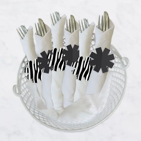 Big Dot of Happiness Zebra Print - Safari Party Paper Napkin Holder - Napkin Rings - Set of 24 {4}