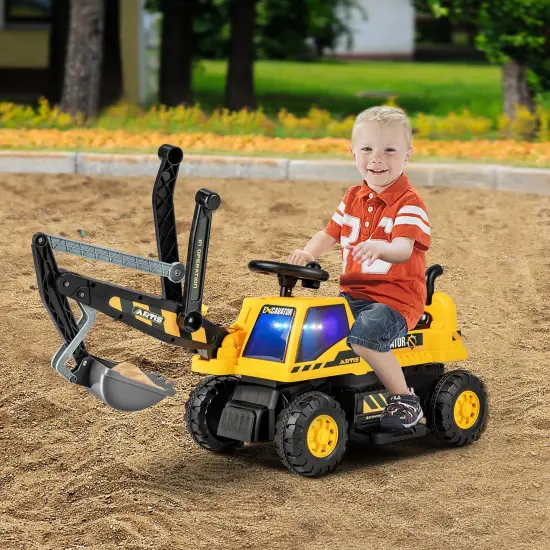 Costway Kids Ride on Excavator Digger Electric Construction Vehicles withLights & Music {4}