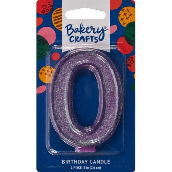 Glitter Numeral Candle, 1ct Purple {1}