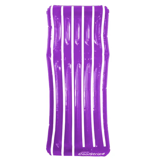 Swim Central 72" Inflatable Purple and White Cool Stripe Swimming Pool Mattress Float {1}