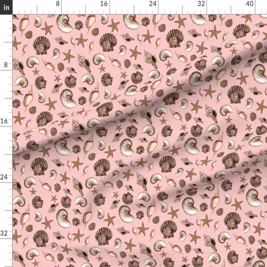 Various Fabrics by the Yard or Fat Quarter Shells Under The Sea Ocean Nautical Beach Coastal Starfish Nautilus Marine Life Crustaceans Custom Printed Fabric by Spoonflower {1}