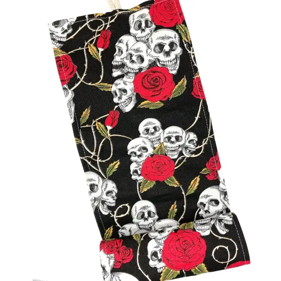 Wrapables Pencil Roll Organizer, Colored Pencil Wrap Pouch (72 slots) Skulls Roses {3}
