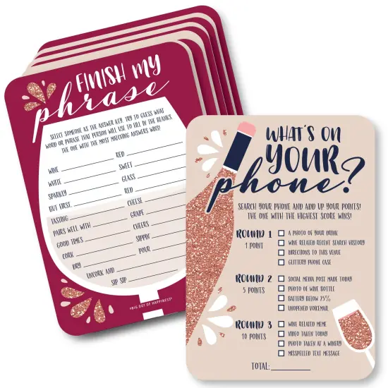 Big Dot of Happiness But First, Wine - 2-in-1 Wine Tasting Party Cards - Activity Duo Games - Set of 20 {1}