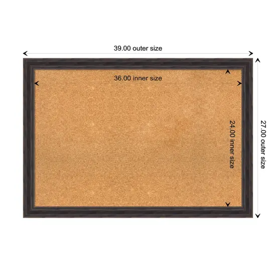 Rustic Pine Narrow Wood Framed Corkboard, Natural Cork Rustic Pine Brown {3}