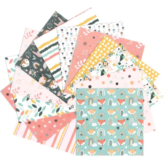 Wrapables 6x6 Decorative Single-Sided Scrapbook Paper for Arts & Crafts Projects, Scrapbooking, Card-Making Pink Nature {4}