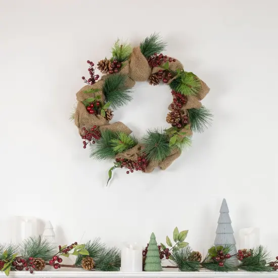 Northlight 4.5' x 5.5" Green and Red Snow Dusted Artificial Christmas Garland - Unlit {3}