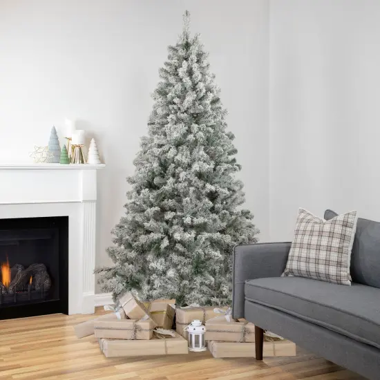 Northlight Medium Heavily Flocked Madison Pine Artificial Christmas Tree - 6.5' - Unlit Green {3}