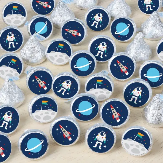Big Dot of Happiness Blast Off to Outer Space - Rocket Ship Baby Shower or Birthday Party Small Round Candy Stickers - Party Favor Labels - 324 Count {1}