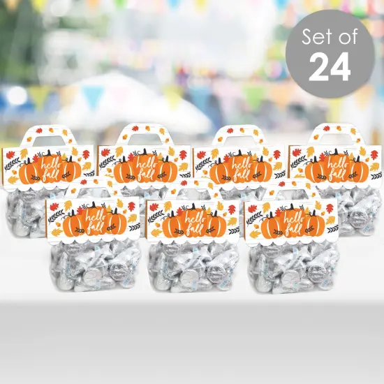 Big Dot of Happiness Fall Pumpkin - DIY Halloween or Thanksgiving Party Clear Goodie Favor Bag Labels - Candy Bags with Toppers - Set of 24 {3}