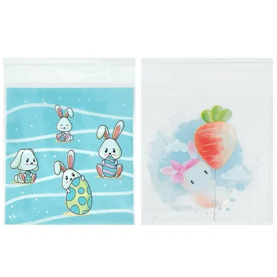 Wrapables Transparent Self-Adhesive 4" x 4" Candy and Cookie Bags, Favor Treat Bags for Parties and Wedding (200pcs) Bunnies {2}