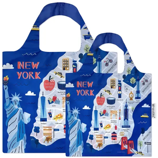 Wrapables Large & Small Allybag Foldable & Lightweight Reusable Grocery Bags (Set of 2) New York {1}