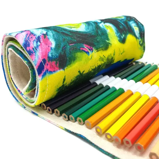 Wrapables Pencil Roll Organizer, Colored Pencil Wrap Pouch (72 slots) Green Scream {6}
