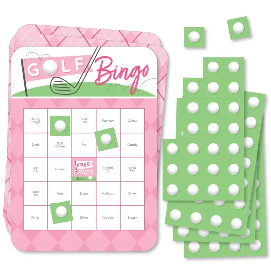 Big Dot of Happiness Golf Girl - Bingo Cards and Markers - Pink Birthday Party or Baby Shower Bingo Game - Set of 18 {1}