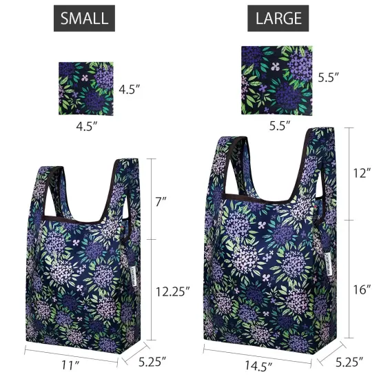 Wrapables JoliBag Collection Reusable Shopping Bag (Set of 2) Purple Hydrangeas {2}