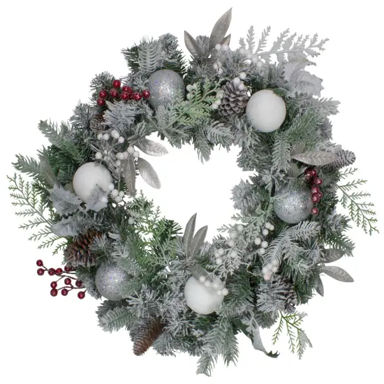 Northlight Frosted Cedar and Berries Artificial Christmas Wreath - 24-Inch, Unlit Green {1}