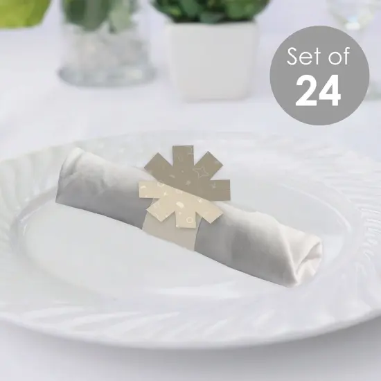 Big Dot of Happiness Tan Confetti Stars - Simple Party Paper Napkin Holder - Napkin Rings - Set of 24 {3}