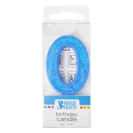 Mini Glitter Numeral Candle, 1ct Blue {1}