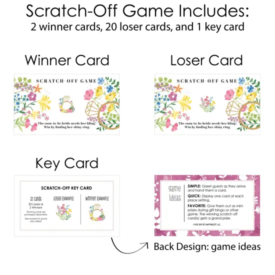 Big Dot of Happiness Wildflowers Bride - Boho Floral Bridal Shower and Wedding Party Game Scratch Off Cards - 22 Count {6}
