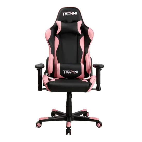 Techni Office Solutions 51.5" Vibrant Black and Pink Unique Techni Sports TS-4300 Comfortable Gaming Chair {3}