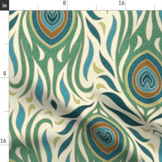 Various Fabrics by the Yard or Fat Quarter Animal Print Feathers Peacocks Birds Green Blue Custom Printed Fabric by Spoonflower {2}