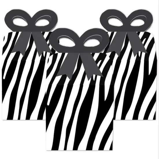 Big Dot of Happiness Zebra Print - Square Favor Gift Boxes - Safari Party Bow Boxes - Set of 12 {3}