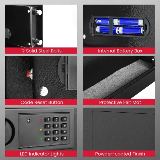 Costway 0.8CF Digital Flat Recessed Wall Safe Home Security Lock Gun Cash Box Locking {4}