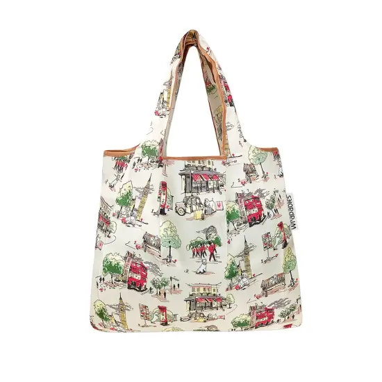 Wrapables Small Foldable Tote Nylon Reusable Grocery Bags Neutral Felines {7}