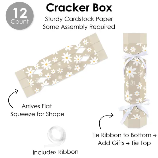 Big Dot of Happiness Tan Daisy Flowers - No Snap Floral Party Table Favors - DIY Cracker Boxes - Set of 12 {6}