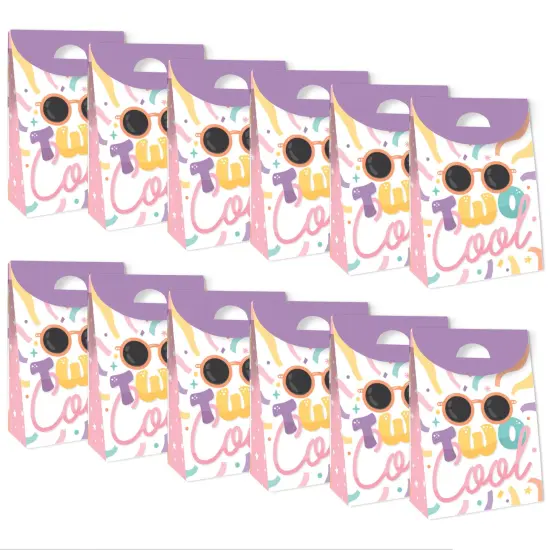 Big Dot of Happiness Two Cool - Girl - Pastel 2nd Birthday Party Gift Favor Bags - Party Goodie Boxes - Set of 12 {6}