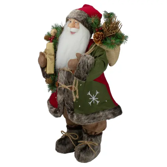 Northlight 24" Country Rustic Santa Claus with Snowflake Jacket Christmas Figure Brown {4}