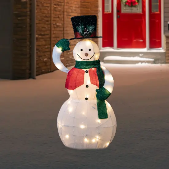 Northlight LED Lighted and Animated Tipping Hat Snowman Outdoor Christmas Figure - 36" - Warm White Lights {3}