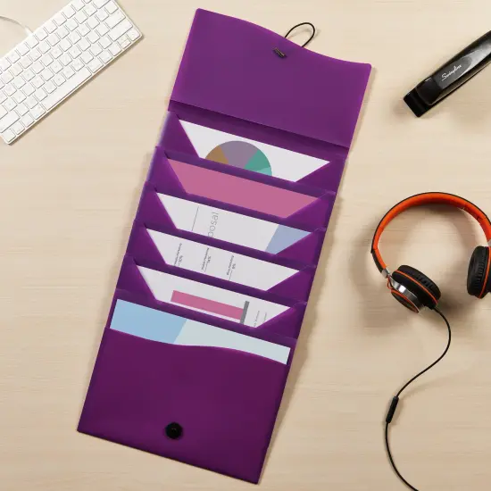 Avery Slide & View Expanding File Folder, 6 Pockets, Letter Size, 1 Plum Folder (73543) {3}