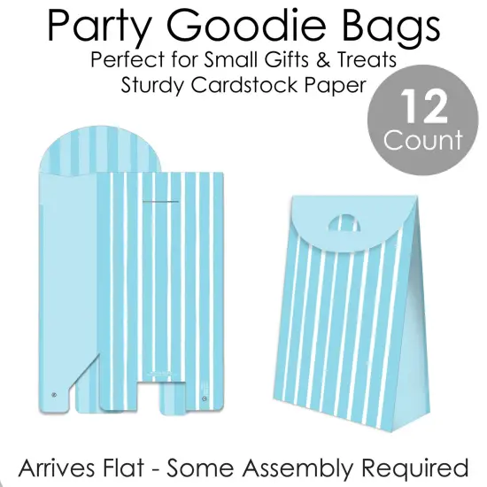 Big Dot of Happiness Blue Stripes - Simple Gift Favor Bags - Party Goodie Boxes - Set of 12 {7}